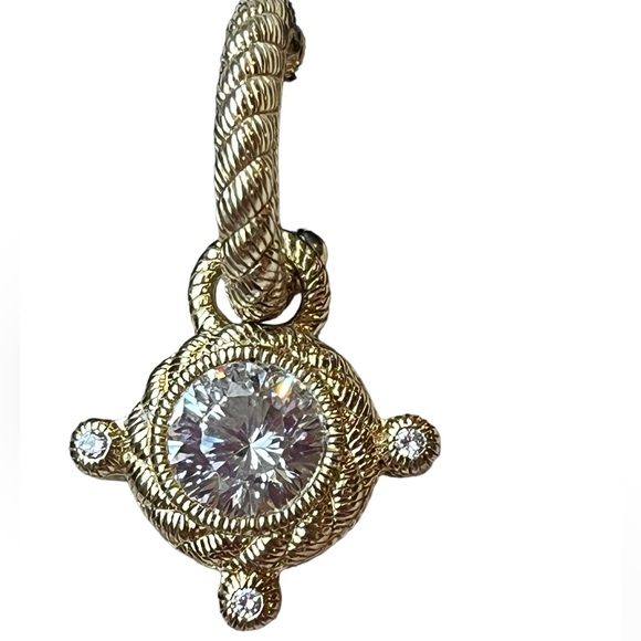 Judith Ripka Gold Clad Sterling Silver CZ Clip on Earrings - Picture 2 of 14